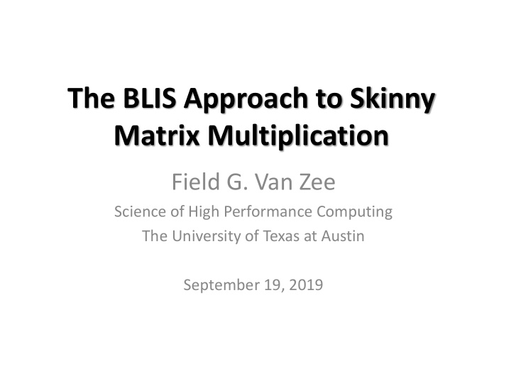 the blis approach to skinny