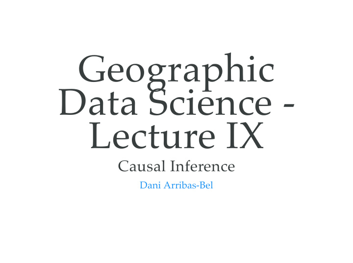 geographic data science lecture ix