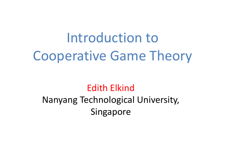 cooperative game theory