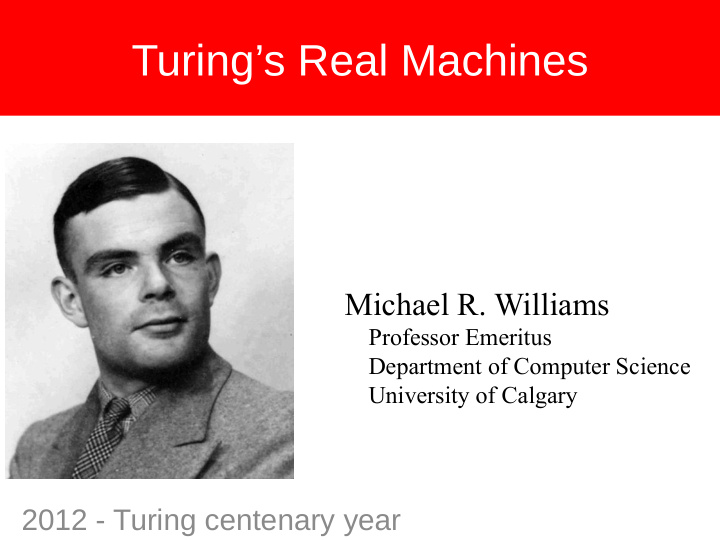 turing s real machines