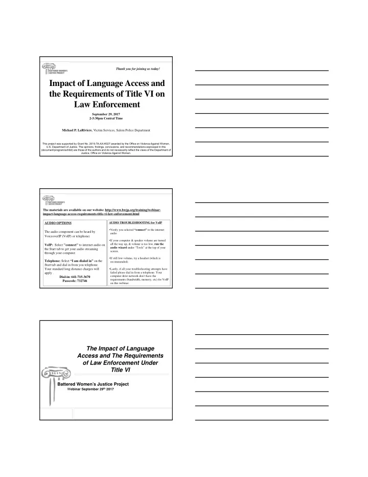 impact of language access and the requirements of title