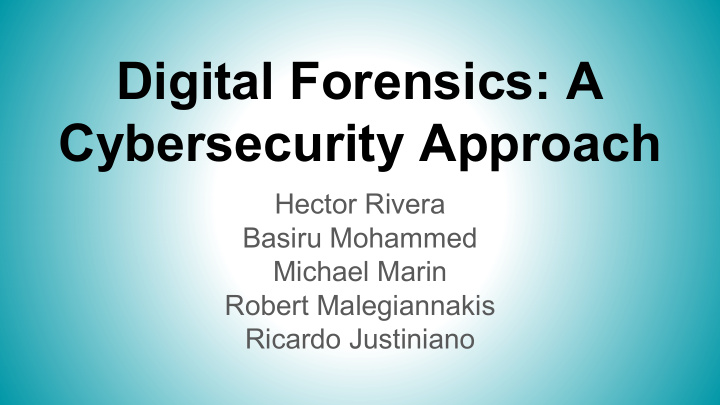 digital forensics a cybersecurity approach