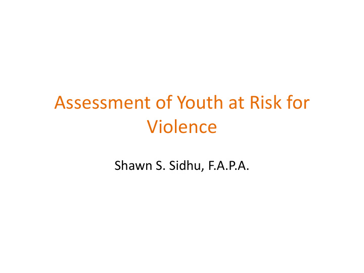assessment of youth at risk for