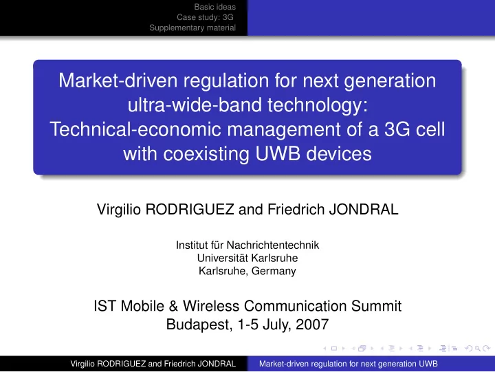 market driven regulation for next generation ultra wide