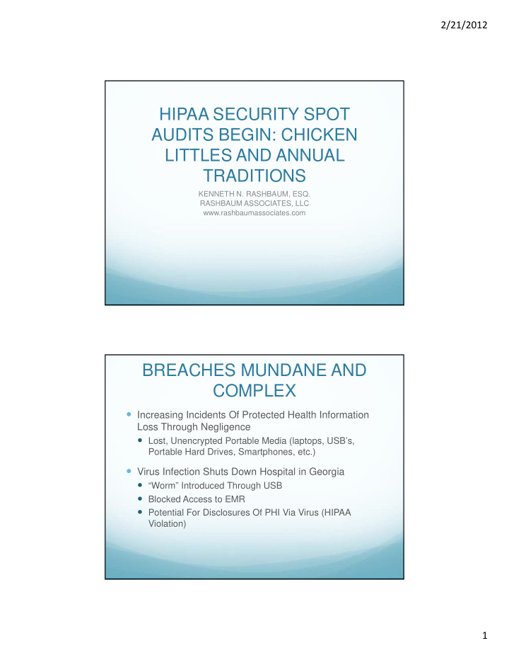 hipaa security spot audits begin chicken littles and