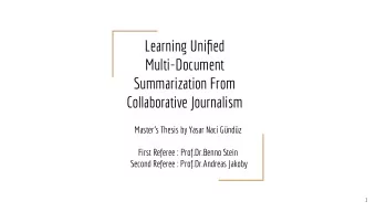 Learning Unified  Multi-Document  Summarization From  Collaborative Journalism  Masters Thesis