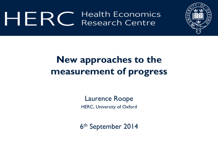 new approaches to the measurement of progress