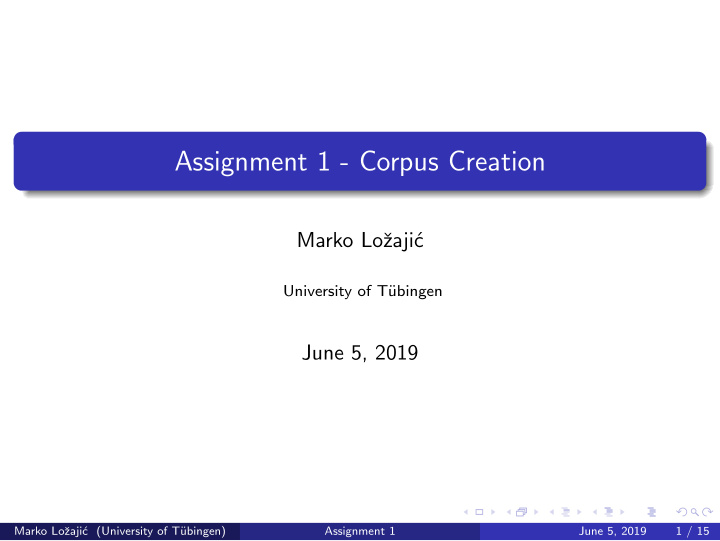 assignment 1 corpus creation