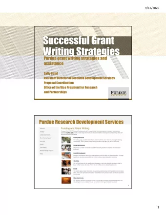 Successful Grant  Writing Strategies  Purdue grant writing strategies and  assistance  Sally Bond