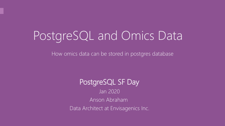 postgresql and omics data