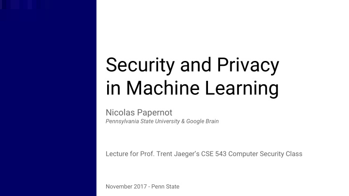 security and privacy in machine learning