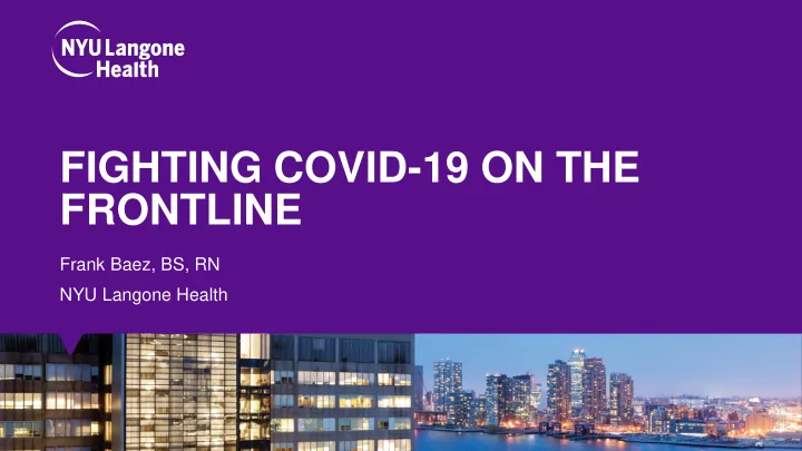 fighting covid 19 on the frontline