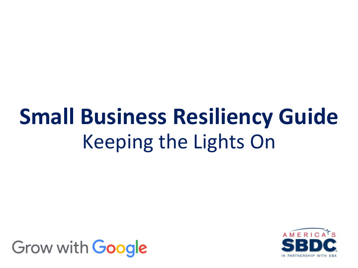 small business resiliency guide