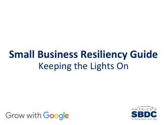 Small Business Resiliency Guide  Keeping the Lights On  Speakers  Keith Davis  Associate Business