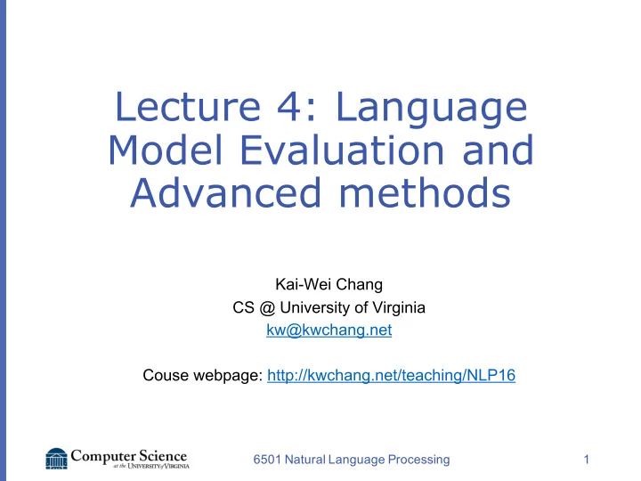 lecture 4 language model evaluation and advanced methods