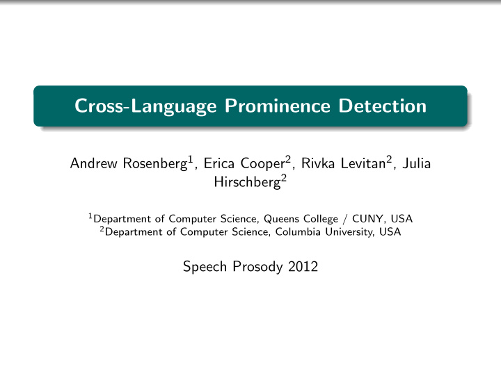 cross language prominence detection