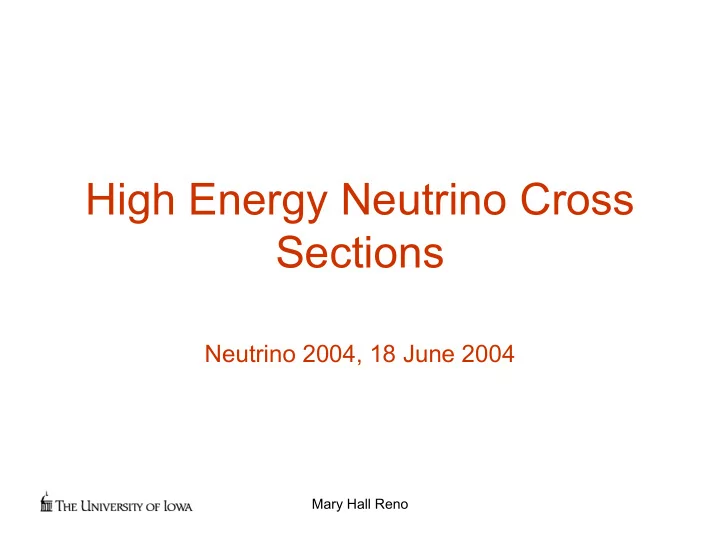 high energy neutrino cross sections