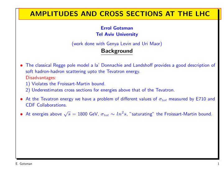 amplitudes and cross sections at the lhc