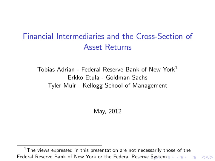 financial intermediaries and the cross section of asset
