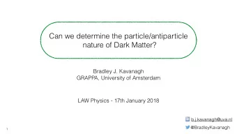 Can we determine the particle/antiparticle  nature of Dark Matter?  Bradley J. Kavanagh  GRAPPA,