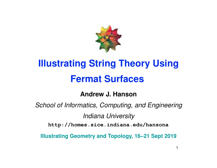 illustrating string theory using fermat surfaces