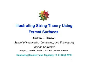 Illustrating String Theory Using  Fermat Surfaces  Andrew J. Hanson  School of Informatics,