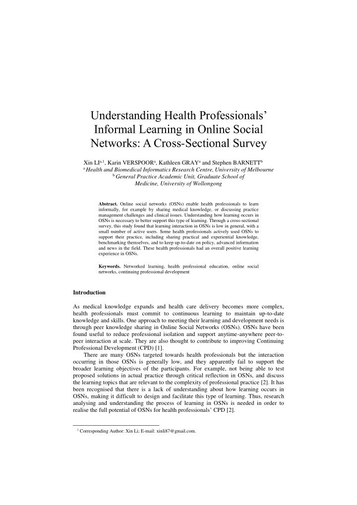 understanding health professionals informal learning in