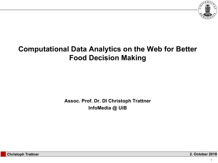 computational data analytics on the web for better food