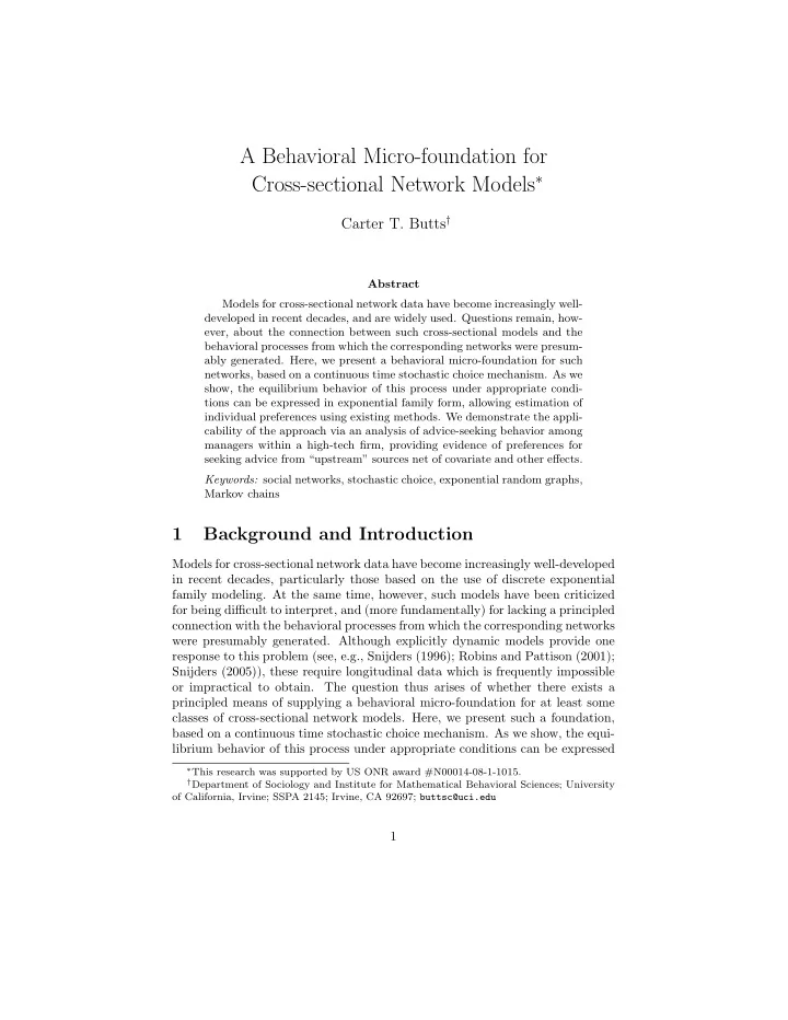 a behavioral micro foundation for