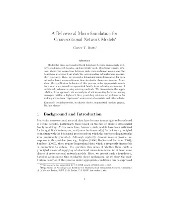 A Behavioral Micro-foundation for Cross-sectional Network Models  Carter T. Butts   Abstract