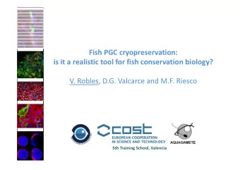 Fish PGC cryopreservation:  is it a realistic tool for fish conservation biology?  V. Robles, D.G.