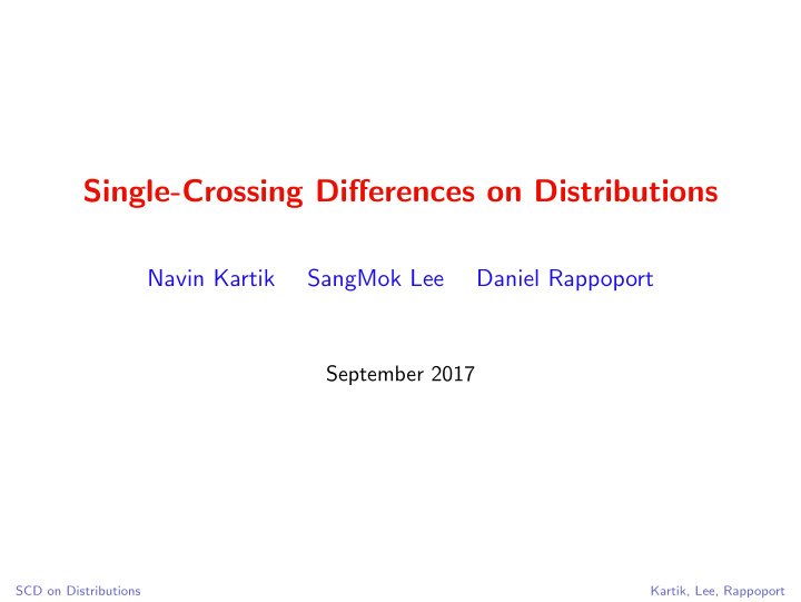 single crossing di ff erences on distributions