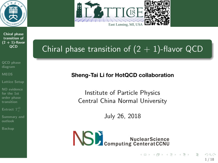 chiral phase transition of 2 1 flavor qcd