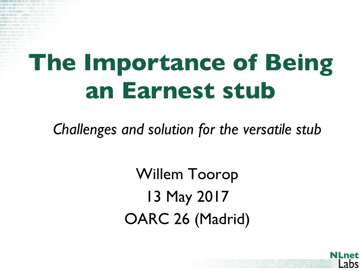 the importance of being an earnest stub
