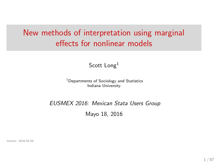 new methods of interpretation using marginal effects for