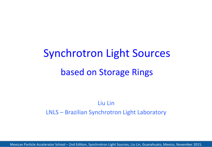 synchrotron light sources
