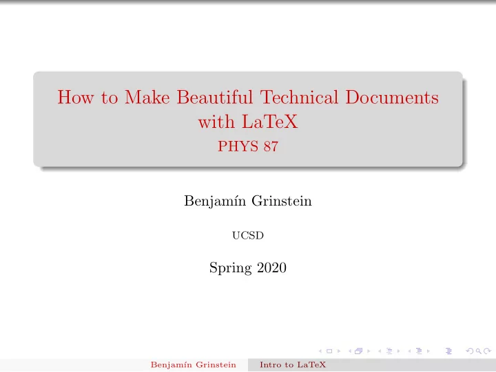 how to make beautiful technical documents with latex