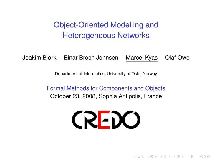 object oriented modelling and heterogeneous networks