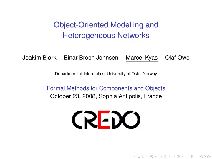 object oriented modelling and heterogeneous networks