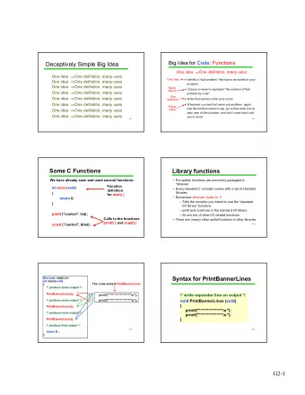 G2-1  Two Key Features Further details: void  1. The name of the function and  The keyword void has