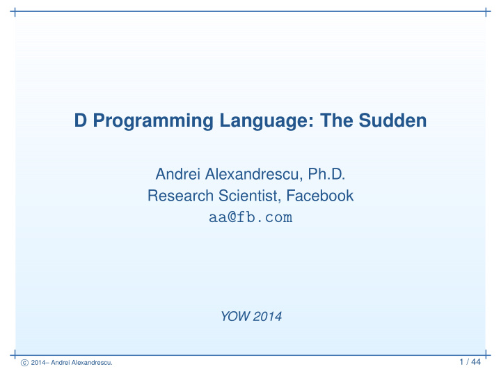 d programming language the sudden