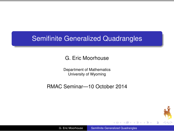 semifinite generalized quadrangles