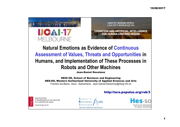 natural emotions as evidence of continuous assessment of