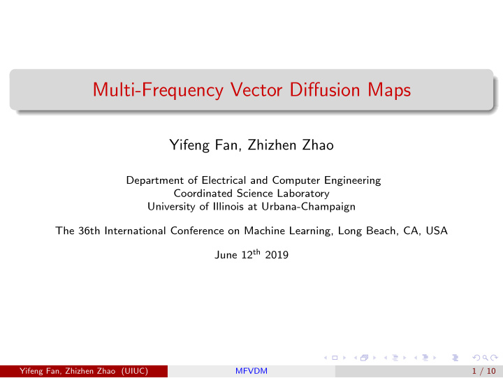 multi frequency vector diffusion maps