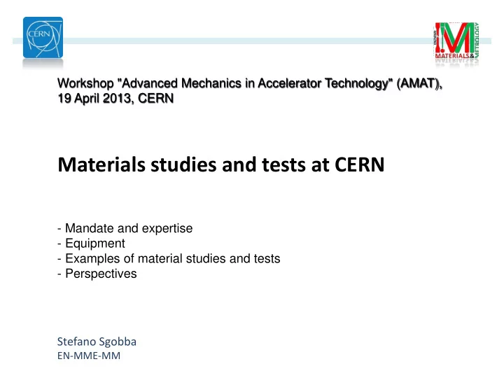 materials studies and tests at cern