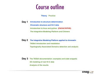 Course outline  Theory  Practice  Day 1  Introduction to structure determination  Chromatin