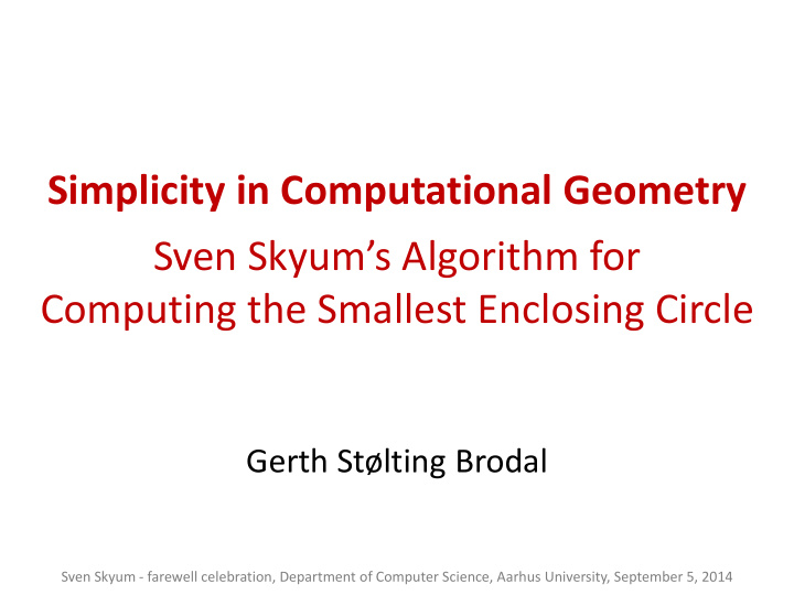 simplicity in computational geometry