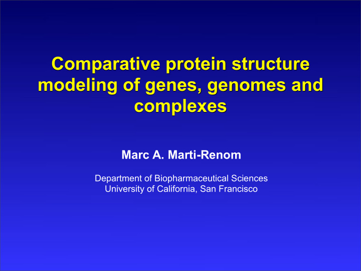 comparative protein structure modeling of genes genomes