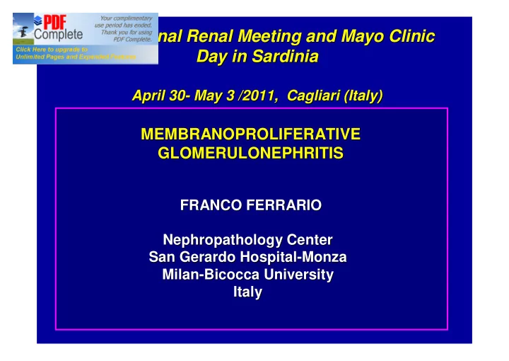international renal meeting and mayo clinic international