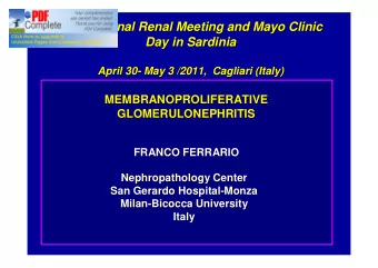 International Renal Meeting and Mayo Clinic  International Renal Meeting and Mayo Clinic  Day in